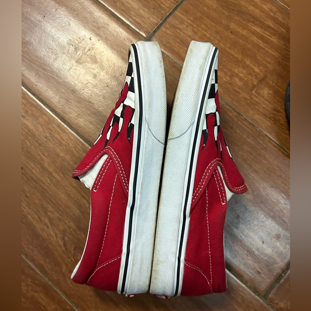 Vans Custom Slip-On Checkerboard Flame Red & Whit… - image 7